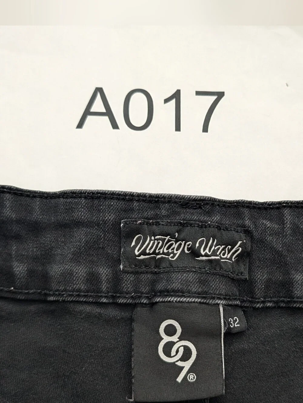 8+9 MFG Vintage Wash Black Cargo Jeans with Blue Trim Size 32